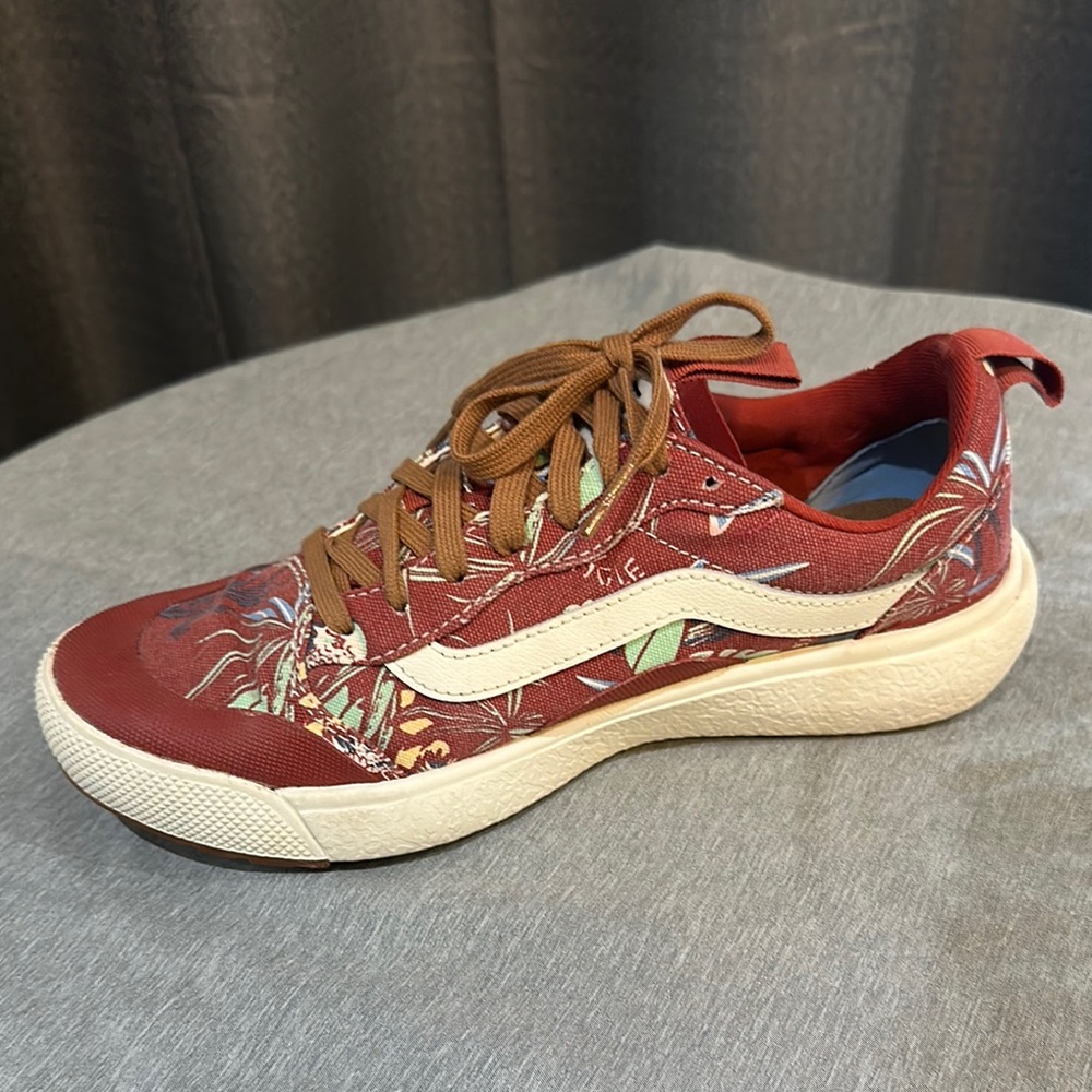 Vans Red and Cream Low-Top Sneakers